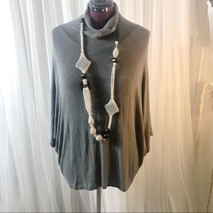 Bobeau dolman sleeve tunic with mock turtleneck